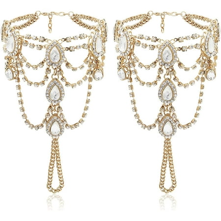 

2Pcs Barefoot Sandals Sparkling Crystal Clear Rhinestone Elegant Design