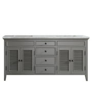 Piedmont 72" Double Vanity in Grey with Carrara White Marble Countertop without Mirror