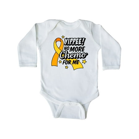 

Inktastic Chilhood Cancer Awareness Yippee no More Chemo for Me Gift Baby Boy or Baby Girl Long Sleeve Bodysuit