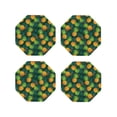thumbnail image 2 of Kll Octagon Drink Coasters Set Of 4,Pu Leather Absorbent Coasters Set Decorative Coffee Cup Coasters Housewarming Gift For Home Decor-Pineapples With Palm Leaves, 2 of 9