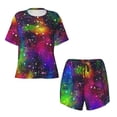 thumbnail image 5 of "Wukai Bright Universe Women's Pajama Set - Short-Sleeve Top and Shorts with Elastic Waistband and Pockets for Loungewear, Yoga, and Casual Wear-XX-Large, 5 of 8
