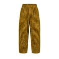 thumbnail image 6 of hoksml Women's Cotton Checkered Elastic Wide Leg Pants with Pockets, Loose Fit Pants for Loungewear and Daily Wear, 6 of 6