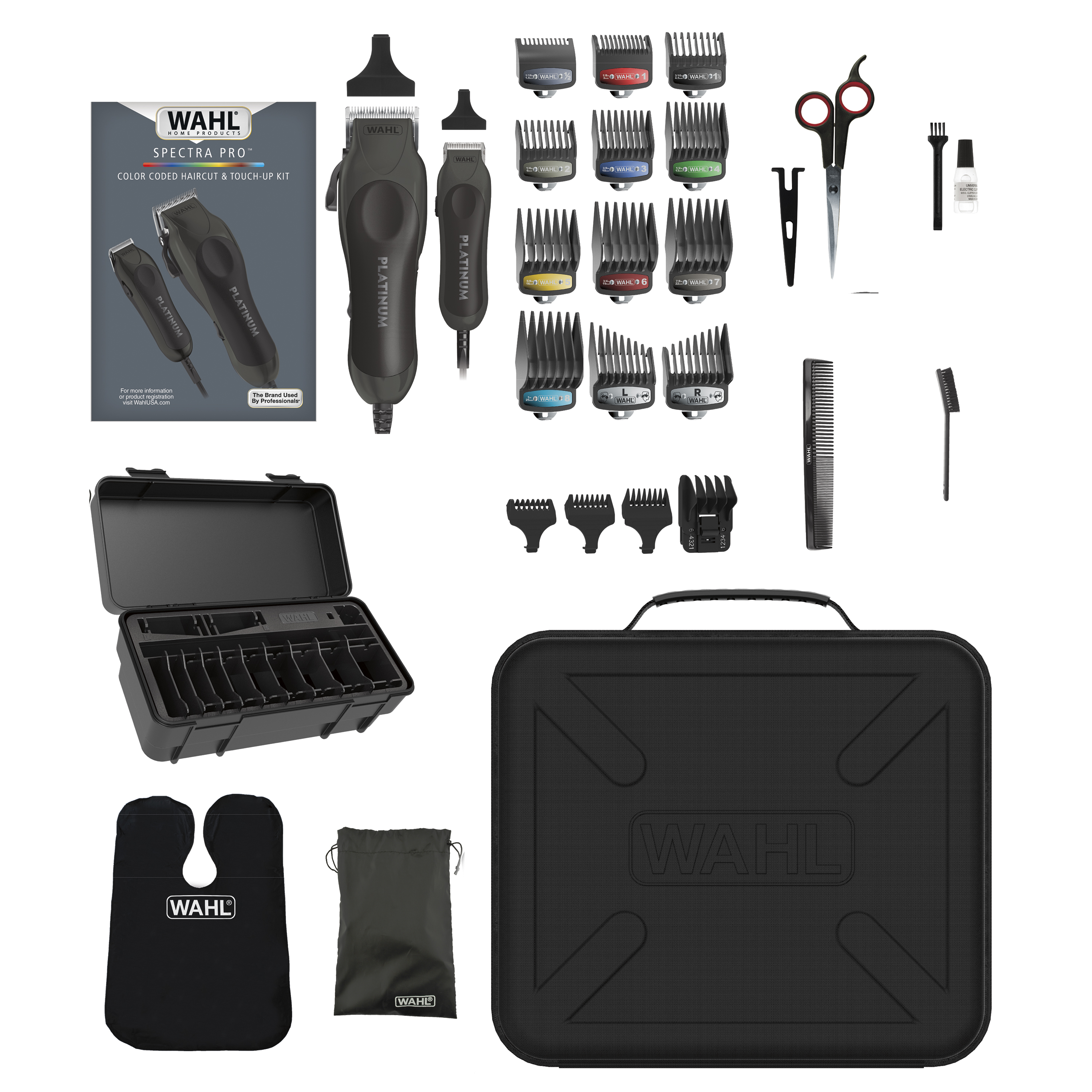 WAHL, Clipper Pro Series Platinum Haircutting Combo Kit with Barbers Shears Model 79804100, Black - 2