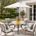 thumbnail image 2 of Round Outdoor Tablecloth with Umbrella Hole and Zipper, Orange Grey White Tablecloth with Elastic Waterproof, Farmhouse Ombre Color Modern Simple Patio Table Covers for 45" - 54" Picnic Pool Tables, 2 of 9