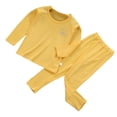 thumbnail image 1 of Sonducket Ropa interior térmica para niños, ropa interior elástica de cuello para otoño e invierno, ropa interior para dormir en la oficina, Pijama Amarillo 150cm, 1 of 6