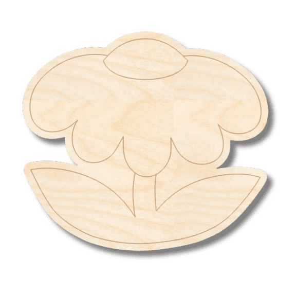 Unfinished Wood Etched Flower Shape 18" / 1/4"