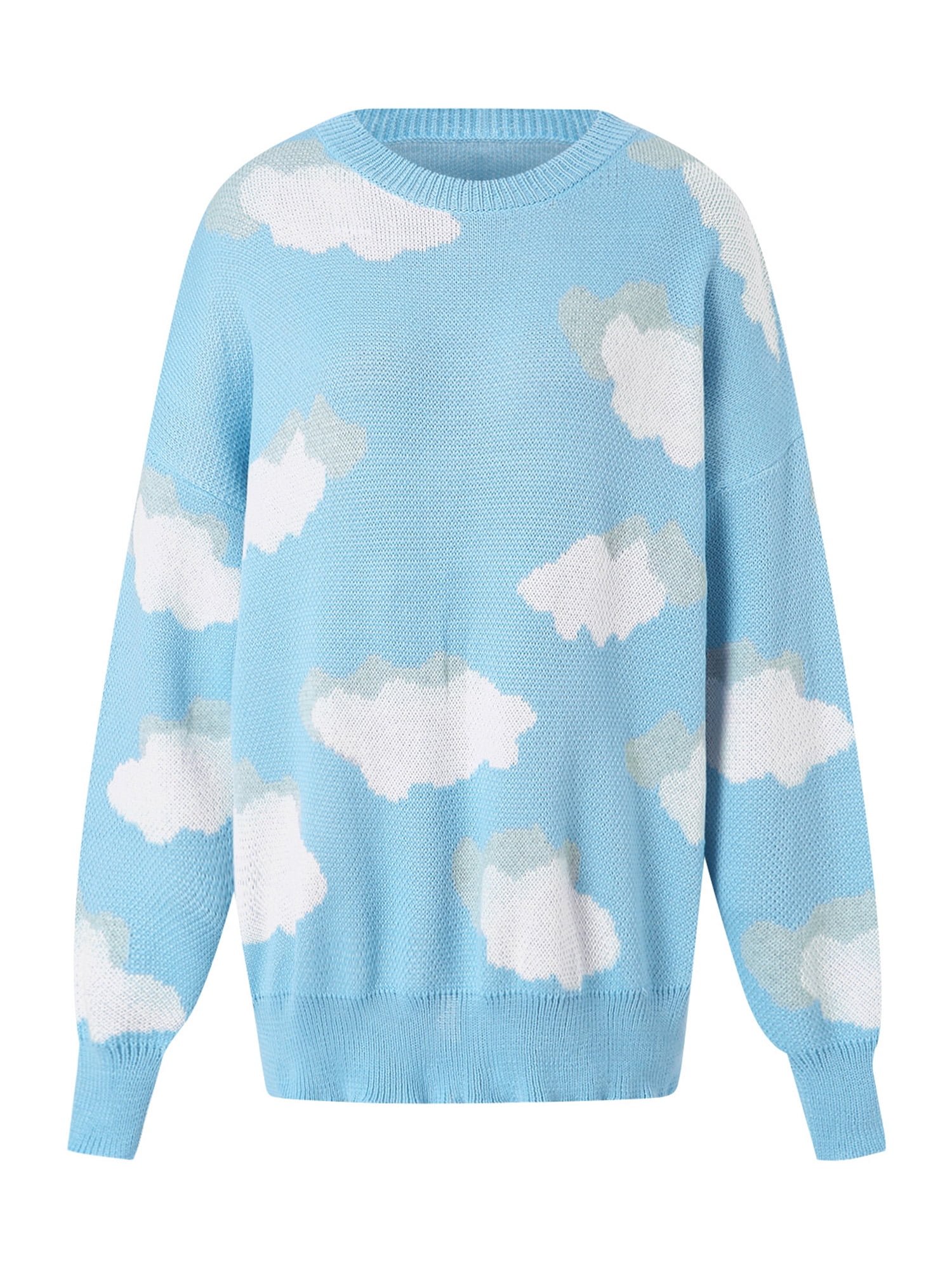 hirigin Color Block Sweater Cloud Print 