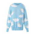 thumbnail image 2 of Qiylii Women Printed Casual Kawaii Sweater Round Neck Loose Cloud Print E Girl Pullover Long Sleeve Cute Knitted Sweatshirts, 2 of 9