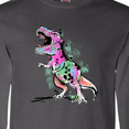 thumbnail image 3 of Inktastic Graffiti Paint Splatter T-Rex Long Sleeve T-Shirt, 3 of 4