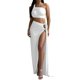 thumbnail image 1 of Conjunto sexy de top sin espalda y falda ajustada con abertura - Conjunto de dos piezas, sin tirantes, cintura alta, para discoteca/fiesta/uso diario, 1 of 6