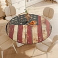 thumbnail image 5 of Vintage USA Flag Round Table Cover Kitchen Printed Waterproof Tablecloth Elastic Edged Tablecloth Fits Party Wedding Indoor Outdoor Tables, 5 of 8