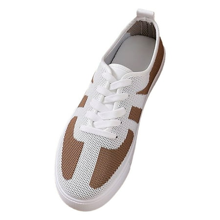 QYZEU Summer Shoes for Women Women Flat Sandals Casual Shoes 2024 New Casual Color Matching Lace Up Flat Bottom Breathable Sports Shoes Casual Sandals Women Brown 39