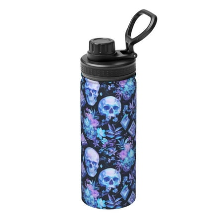 

Ocsxa Skull blue crystal flower Print 18oz Stainless Steel Water Bottle Unisex Water Bottle Insulated Sports Water Cup Flask for Cold Water Drinks/Sports/Travel/Car/School