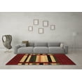 thumbnail image 3 of Ahgly Company Indoor Round Abstract Brown Contemporary Area Rugs, 5' Round, 3 of 4