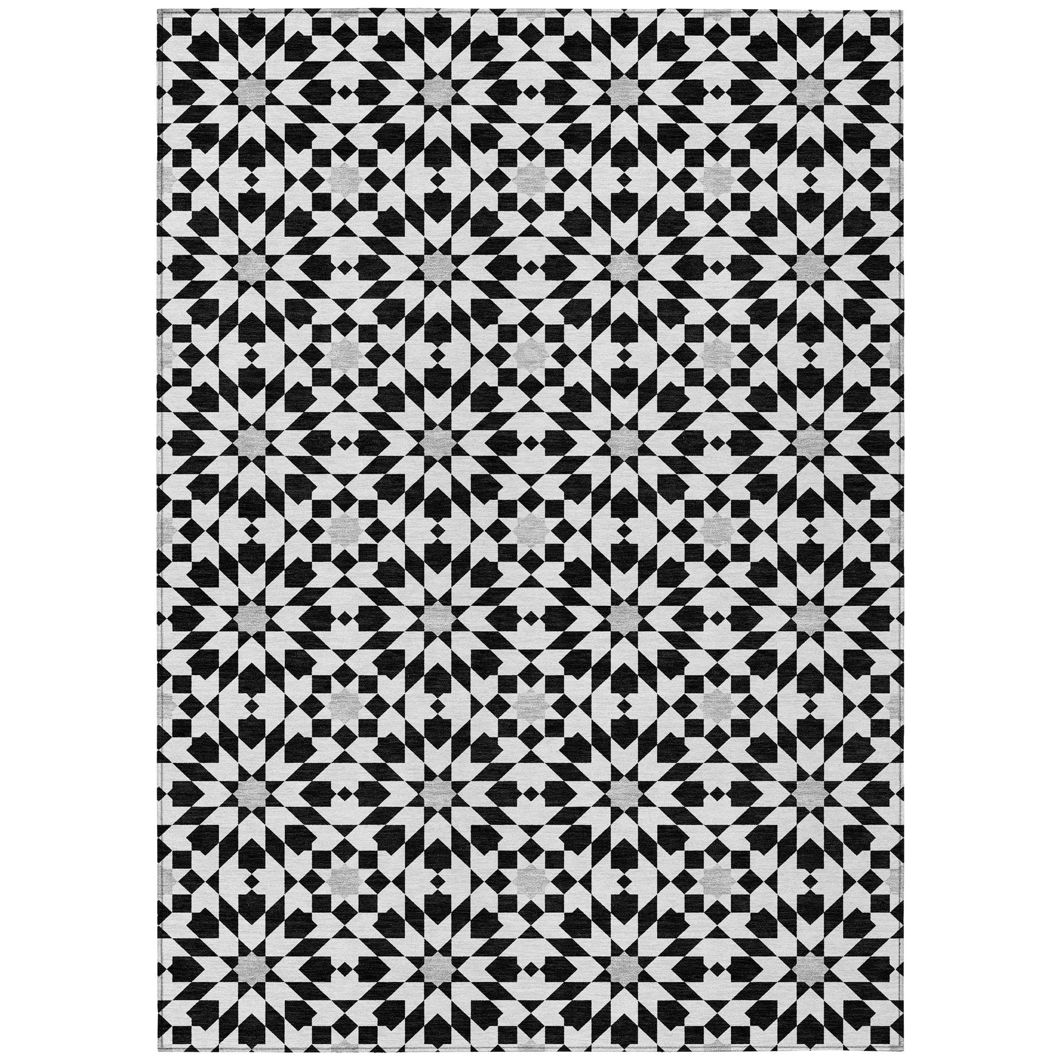 Addison Rugs Chantille Indoor/Outdoor Transitional Spiral Black Washable Rectangle Rug, 9' x 12'