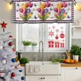 thumbnail image 6 of 2 Pack Valances for Windows, Spring Tulips Window Valances for Living Room/Bedroom/Bathroom, Colorful Flowers Botanical Butterfly Farm Wooden Light Filtering Kitchen Curtain Valance 60"W x18" L, 6 of 9