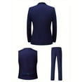 thumbnail image 2 of Beauty-Emily Men’s 4-Piece Formal Suit Set, Blazer, Vest, Pants & Blue Tie, British Style Slim Fit Attire for Groom, Weddings & Banquets, 2 of 8