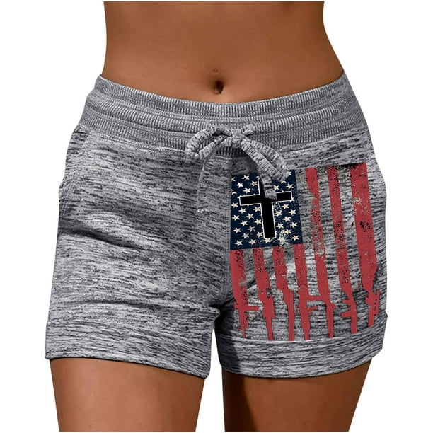 Women Shorts Clearance Independence Day Fashion Womens Yoga Leggings  Fitness Running Gym Ladies Printed Sports Active Pants Yoga Shorts Summer  Short Pants For Woman 