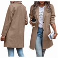 thumbnail image 3 of Women'S Outerwear Fashion Autumn Casual Button Windbreaker Winter Clothing with Pockets Khaki XXL, 3 of 6