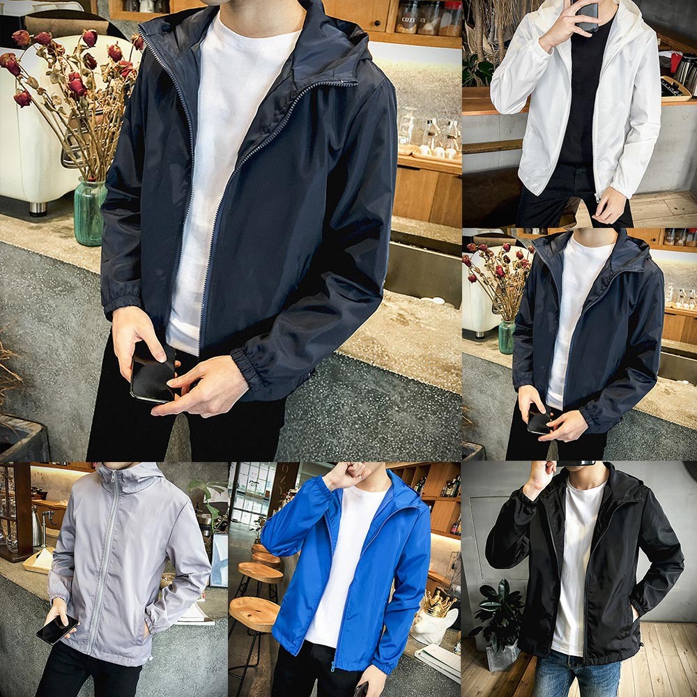 Fule Men Waterproof Jacket Hooded Coat Outwear Lightweight Windbreaker Breathable - image 3 of 9