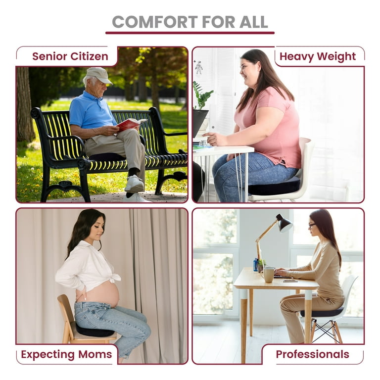 Lux Decor Collection Memory Foam Seat Cushion Office Chair Cushion for Sciatica Pain Relief Butt Pillow for Tailbone Pain Relief Back Support Gel