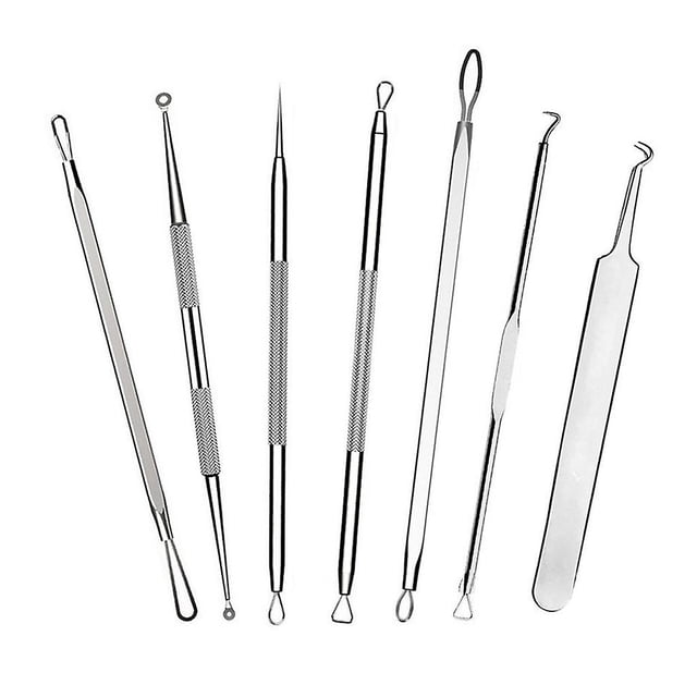 Juego de removedores de espinillas para acné facial de acero inoxidable, 7 piezas