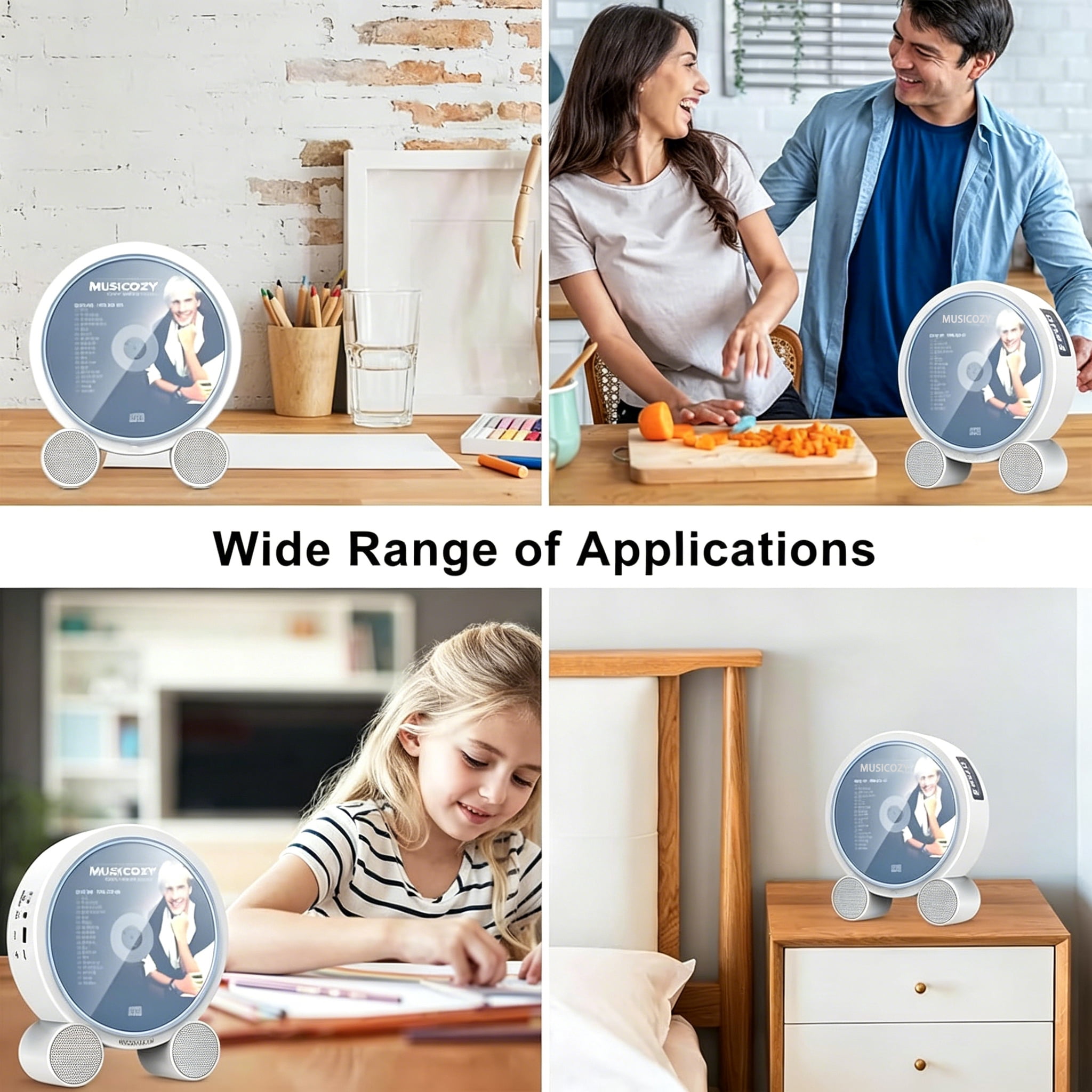 Portable Vertical CD Player with Bluetooth for Home with LCD Screen, Wireless Audio CD Player with Remote Control, Rechargeable Battery Built in HiFi Speakers Support Timed Music ON/Off FM USB SD