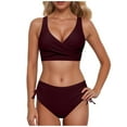 thumbnail image 1 of Kcodviy Women High Waisted Bikini Women S Bathing Suits Push Up Two Piece Plus Size Bathing Suits for Women Shorts Swimsuits Vintage Swimsuit Two Piece Retro Ruched High Waist Print Bikini Set, 1 of 6