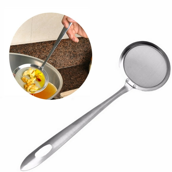 Stainless Steel Fat Skimmer Spoon Fine Mesh Strainer Ladle Oil-Frying Filter Spoon for Kitchen Frying Food