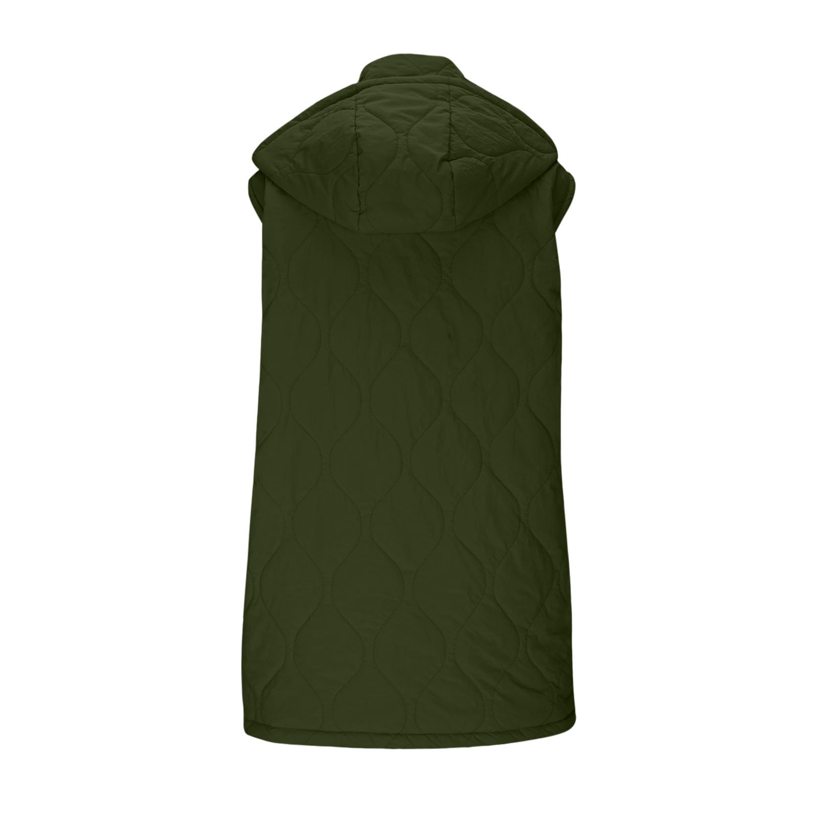Brnmxoke Down Long Vest Women Lightweight Quilted Hooded Puffer Vests Winter Warm Zip Up Pockets Outerwear Jackets Army Green,L