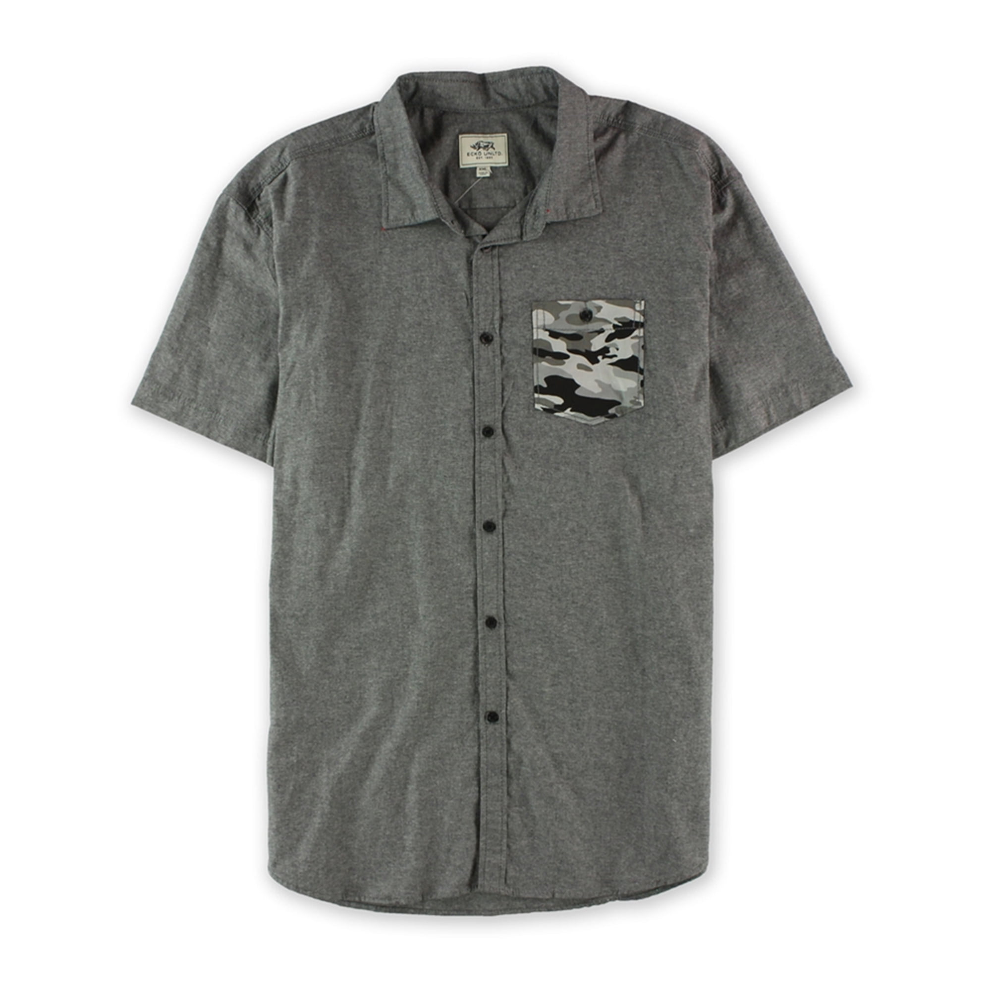 Ecko Unltd. Mens Woven Camo Pocket Button Up Shirt, Grey, X-Small ...