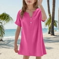 thumbnail image 2 of snilers Girls Dresses Kids V Neck Button Down Shirt Dress Beach Summer Vacation Dress A-Line Swing Mini Sundress for Kids 5-14 Years, 2 of 5