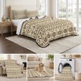 thumbnail image 6 of Twin Quilt Set 68''x86'', Abstract Boho Lightweight Summer Bedspread Coverlet Set with 2 Pillow Shams, Modern African Ethnic Geometric Beige Breathable All Season Quilt Bedding for Dorm/Bedroom, 6 of 9