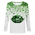 thumbnail image 4 of St. Patrick's Day Shirts for Women Long Sleeve Tops Crewneck Pullover Tshirt Green Shamrock Graphic Tees Green Clover T Shirt, 4 of 5