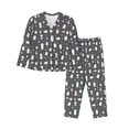 thumbnail image 1 of Fotbe Lovely Penguin Conjunto de Pijama de Manga Larga para Mujer con Estampado, Ropa de Dormir de 2 Piezas, Conjunto de Casa Suave y Cómodo con Bolsillos-Small, 1 of 7