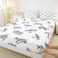 thumbnail image 3 of jejeloiu Cartoon Graffiti Airplane Twin Sheet Sets,Retro Flying Aircraft Theme Twin Fitted Sheet,White Gray Flat Sheet For Kids,Breathable Home Decor,3pcs, 3 of 7