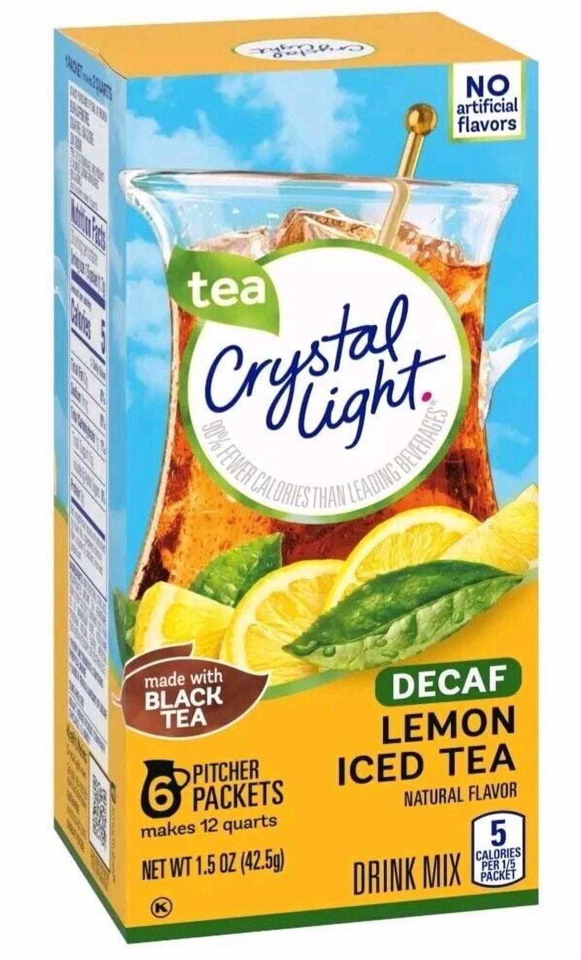 4 Crystal Light Decaf Lemon Iced Tea Sugar Free Drink Mix 24 Ct Pitcher Packets