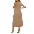 thumbnail image 3 of INSPIRE CHIC Women's Maternity Dress Maxi Short Sleeves Ruffled Pleating Pregnancy Dresses for Photoshoot Flowy Casual 2026 Summer XL Khaki, 3 of 6