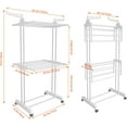 thumbnail image 3 of 3 Tier Clothes Drying Rack, 57 Inch Laundry Drying Rack, Foldable Stainless Steel Kids Clothing Rack, Movable Laundry Rack for Indoor Outdoor - White, 3 of 14