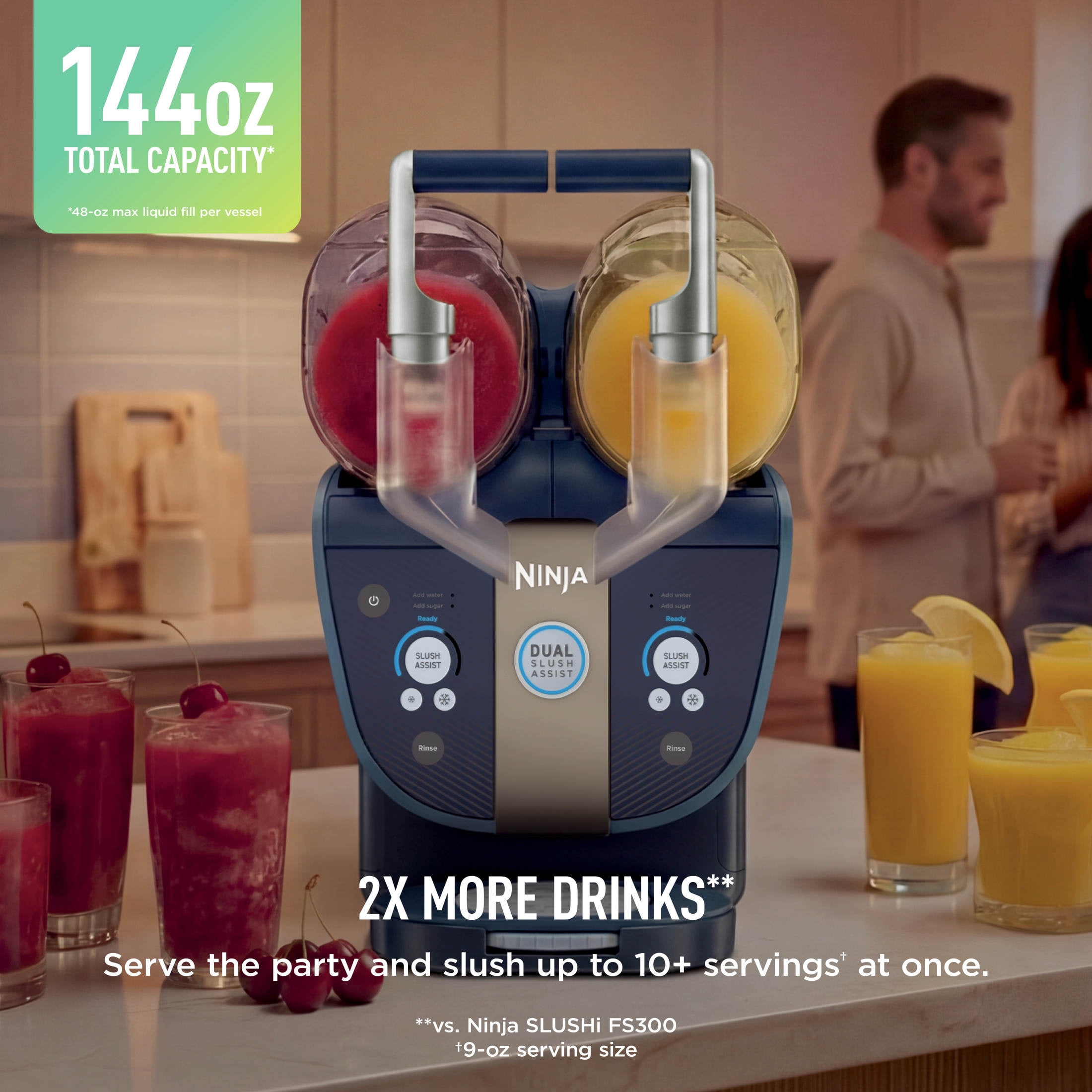 Ninja SLUSHi Twist Frozen Drink Machine, with Dual SlushAssist Technology, 10-Servings at Once, (2) 72-oz Vessels, FS701BL Blue