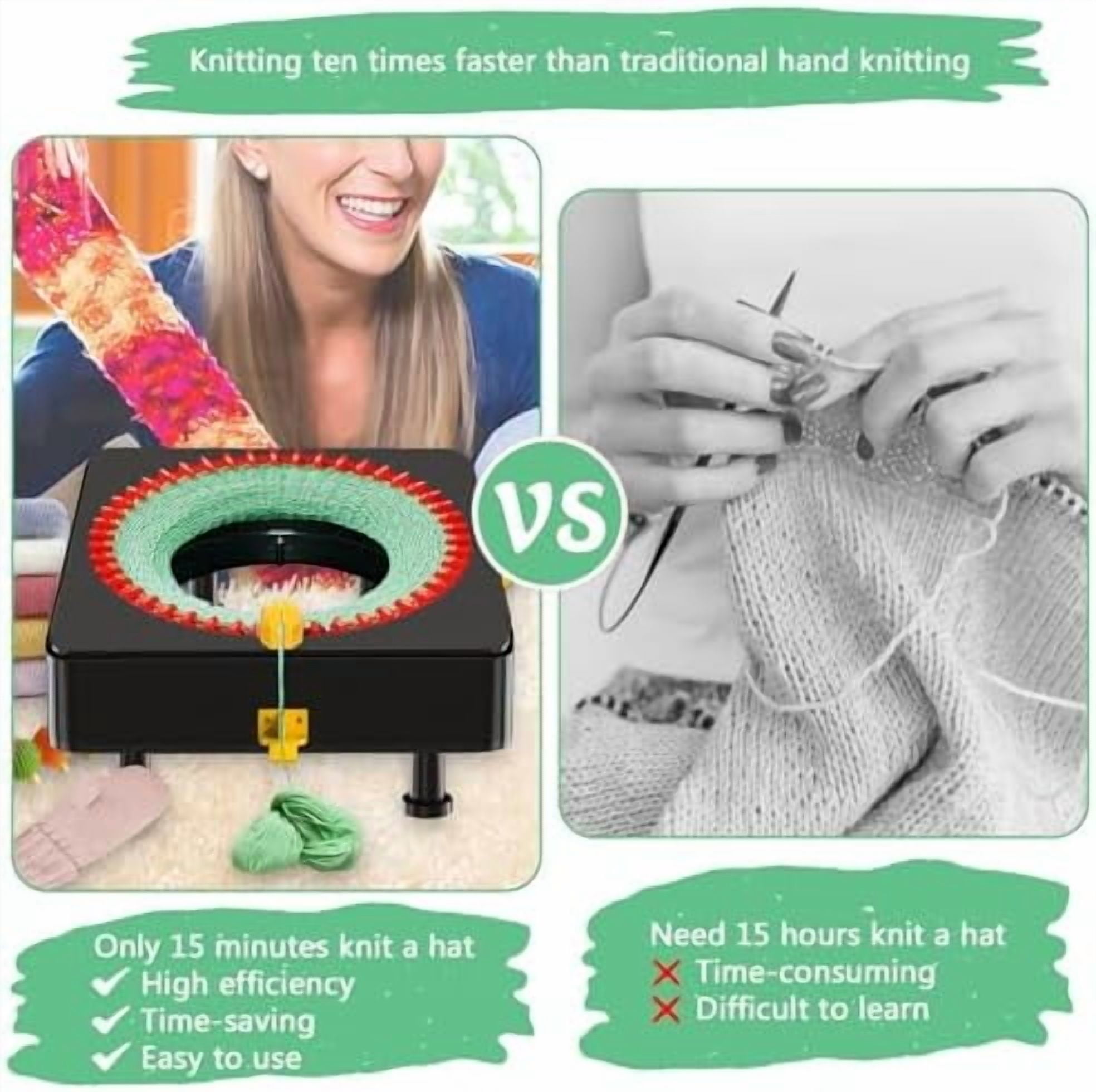 Knitting Machine 48 Needles Knitting Crochet Machines for Adults and Beginners, Smart Knitting Loom Machine for Hat, Socks, Scarves, Gloves, Knitting Looms Board Rotating Double Knit Machine Kit