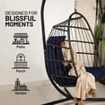 thumbnail image 4 of SereneLife Foldable Egg Chair with Stand – Hanging Rattan Wicker Swing for Indoor Outdoor Use – 350 lbs Capacity, Breathable Cushion & Headrest – Patio, Balcony, Porch, Bedroom Lounge Furniture, 4 of 8