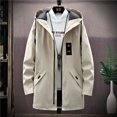 thumbnail image 2 of QHFBli Windproof Mens Trench Coat Men's Slim Fit Trench Coat Windbreaker Zipper Closure Lapel Long Jacket Casual Windproof Khaki M, 2 of 9
