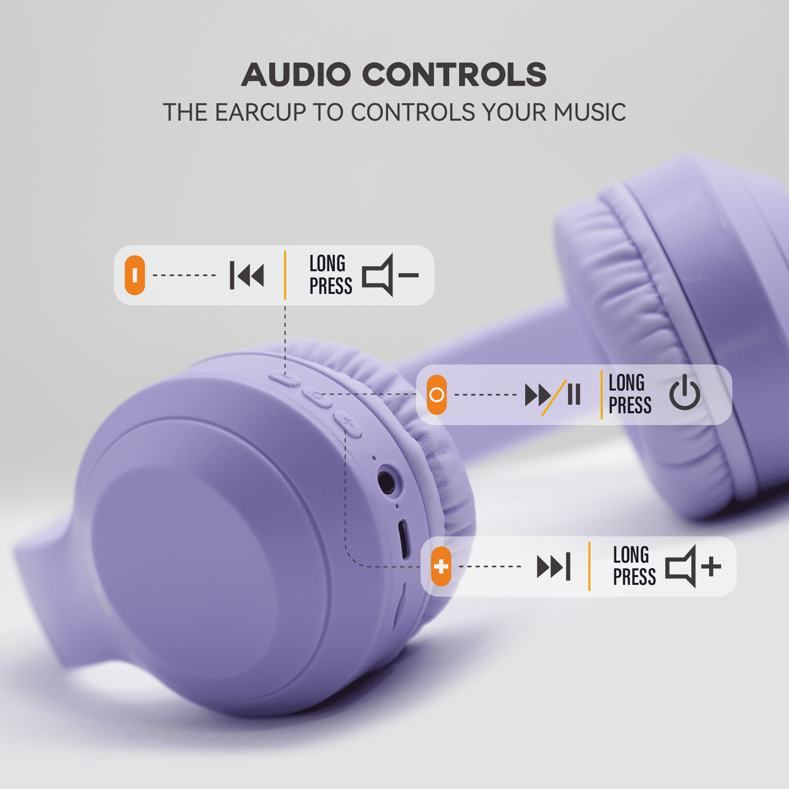 WIGACH Wireless Bluetooth Headphones, Over-Ear Headphones with HD Microphone, Foldable Bluetooth 5.0 Wireless Headphones for Travel/Office/Mobile Phone/PC, Purple thumbnail 4