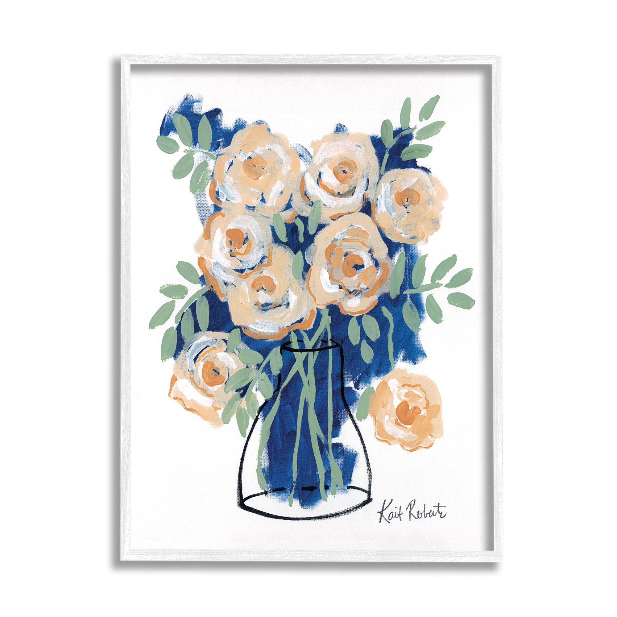 Stupell Industries Abstract Flower Swirls Pink Roses Line Art Vase,16 x 20, Design by Kait Roberts