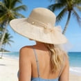 thumbnail image 2 of XINPING Women's Beaded Straw Sun Hat, Wide Brim UV Protection Beach Vacation Hat with Colorful Bead Detail for Stylish Summer Wear and Travel, 2 of 7