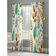 thumbnail image 4 of Spring Botanical Sheer Curtains 96 Inch Length 2 Panels Set Window Treatments, Watercolor Leaves Floral Rustic Cream Rod Pocket Semi Curtains for Living Room/Bedroom/Kitchen Décor, 104"W x 96"L, 4 of 7