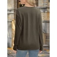 thumbnail image 3 of Solid Color Women's V-Neck Top - Loose-Fit Long Sleeve Shirt with Button Cuffs, for Layering or Outerwear Autumn Winter, 3 of 4