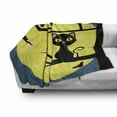 thumbnail image 2 of Halloween Soft Flannel Fleece Throw Blanket, Cat and Owl on Tree Branches with Full Moon, Cozy Plush for Indoor and Outdoor Use, 50" x 70", Petrol Blue Yellow, by Ambesonne, 2 of 5