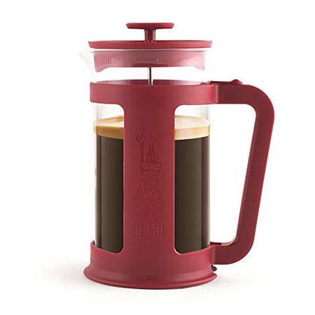 Bialetti Coffee Press Smart, French Press for coffee or tea, borosilicate glass container, dishwasher safe, 1 L - 34 Oz (8-cup), Red